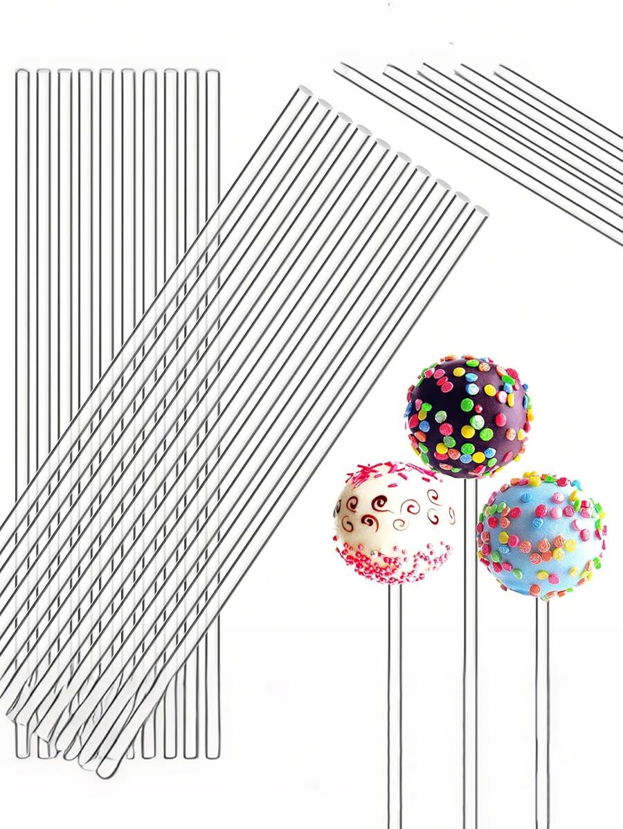 50 pièces Bâtonnets de sucette en acrylique transparent, bâtonnets de gâteau pop pour décoration de fête d'anniversaire, de mariage, de remise des diplômes, décorations de petits gâteaux, chocolat, biscuits, outils de cuisson, accessoires de cuisine