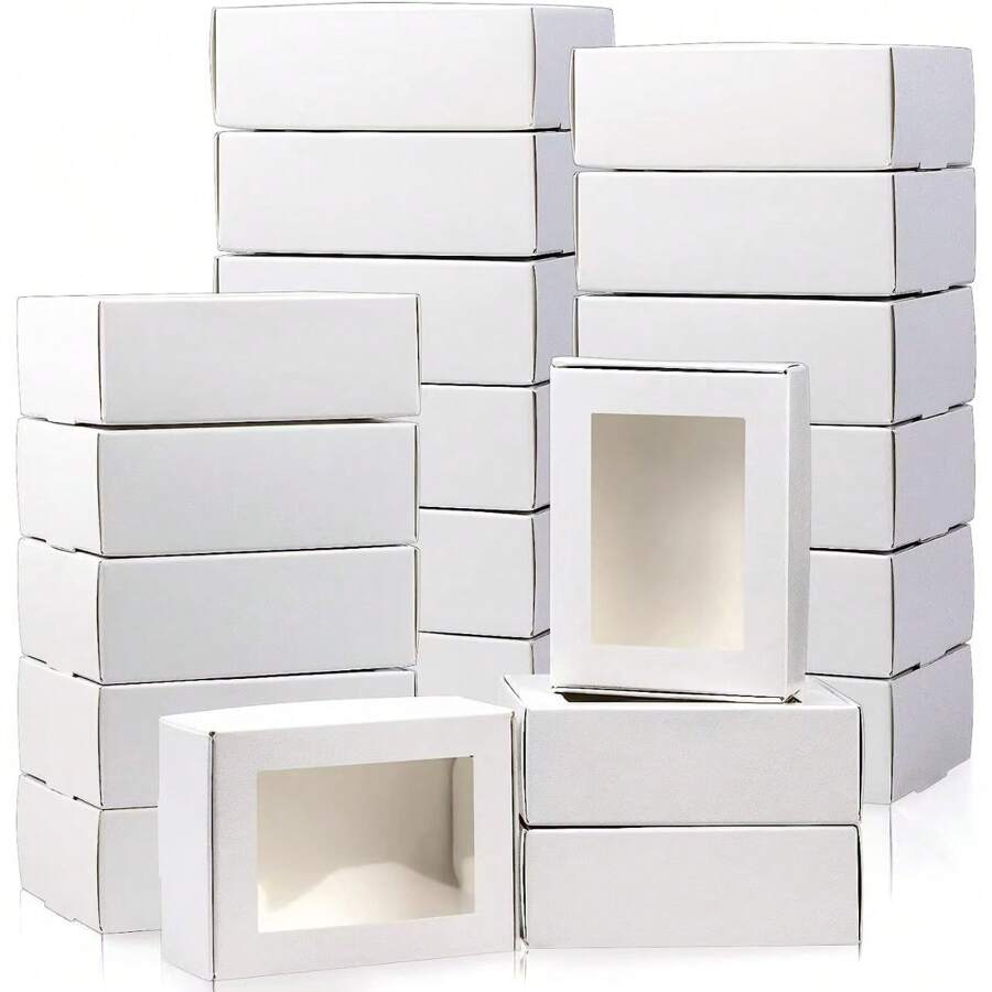 50pcs With Window Gift Boxes, Candy Box, Chocolate Box, Jewelry Box, Holiday Gift Packaging Boxes, Birthday Party, Graduation Gift Boxes