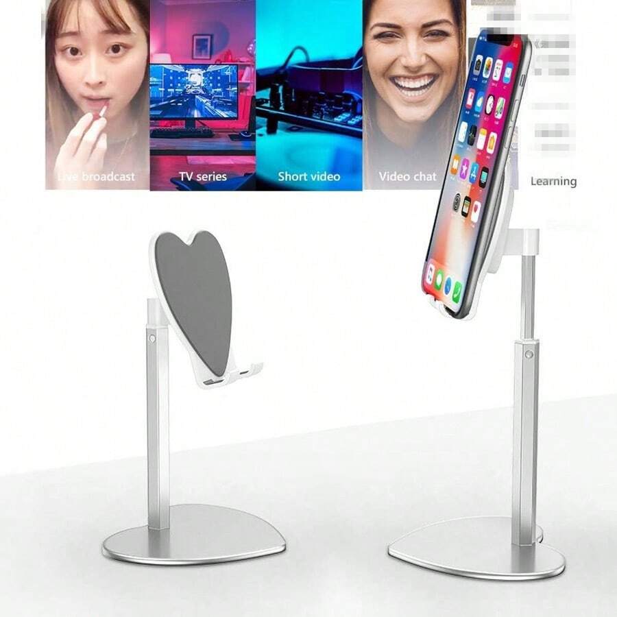 Supporto telescopico a forma di cuore per telefoni cellulari, multifunzionale da tavolo, ideale per guardare serie TV e live streaming, supporto a forma di cuore compatibile con iPad