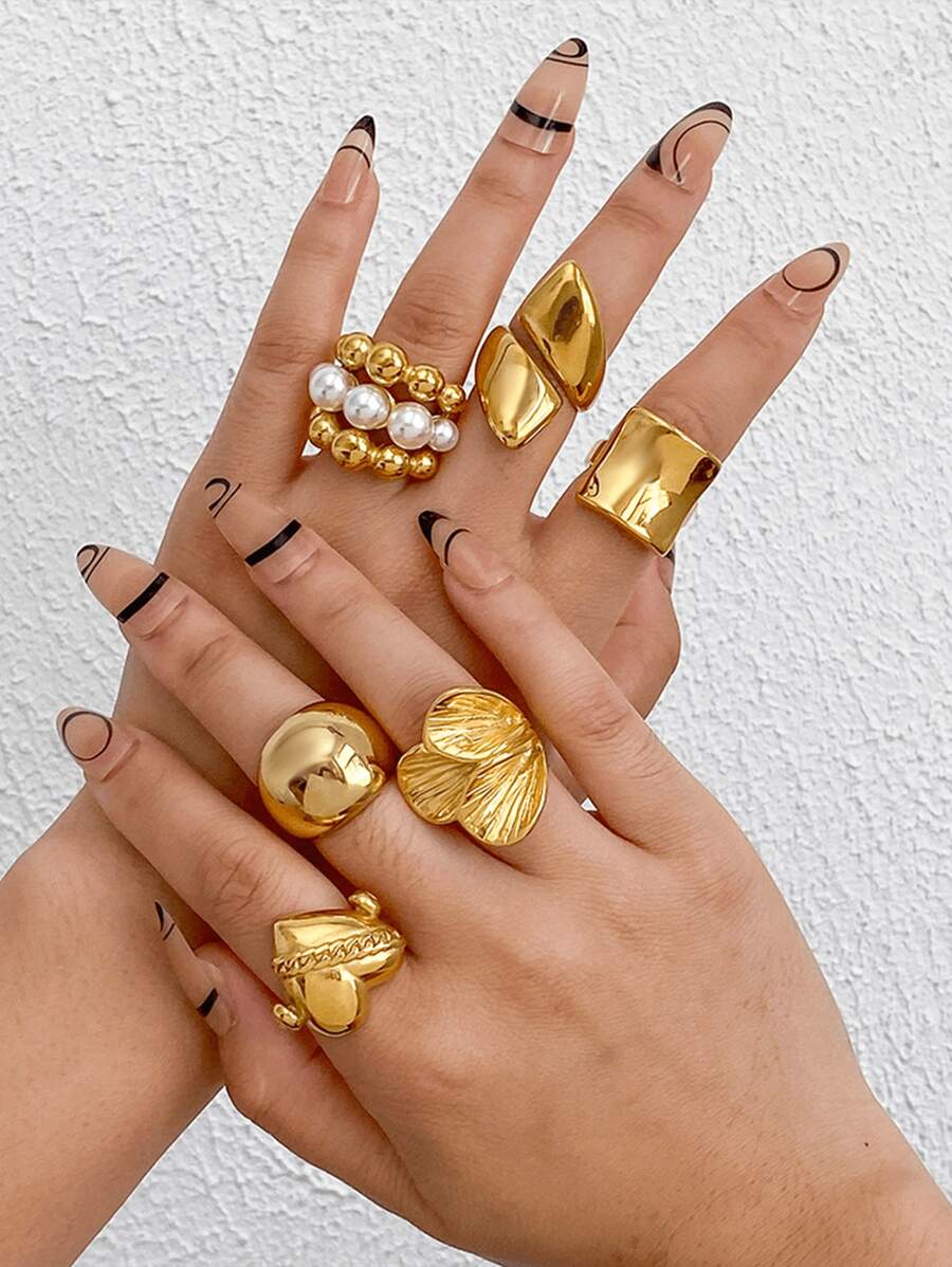1 stuk elegante geometrische ring met bloemblaadjes, hypoallergeen en aanslagbestendig roestvrij staal, stapelbare sieraden voor vrouwen en koppels, zomerstrand/reizen/dagelijkse benodigdheden, perfect cadeau voor Moederdag/Valentijnsdag/Kerstmis/verjaardag (cadeaus voor vriendin/moeder)