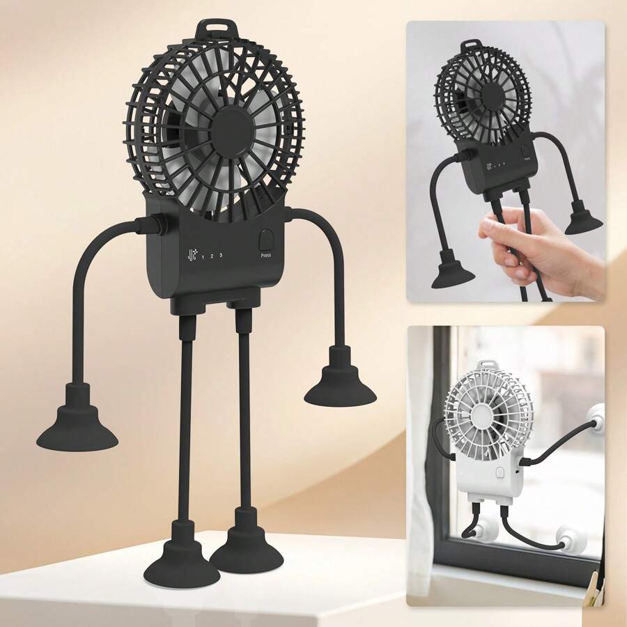 Mini ventilatore portatile, compatto ma potente, design carino, ventilatore personale palmare e da scrivania a 3 velocità con ventosa, ricaricabile USB, leggero, moda per ragazze/donne, ventilatore palmare estivo per uso interno/esterno, spiaggia, viaggio
