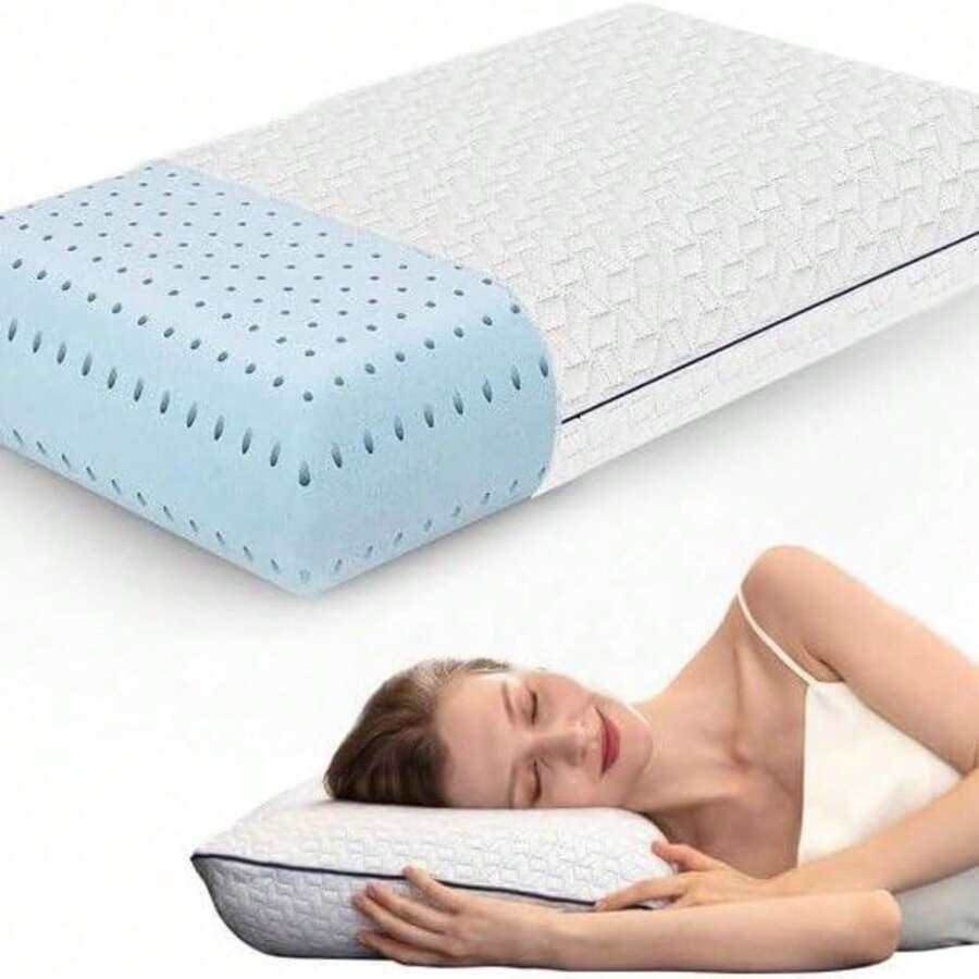 Almohadas para cama ventiladas y premium con funda de almohada de bambú, almohada de apoyo contorneado y refrescante ortopédica