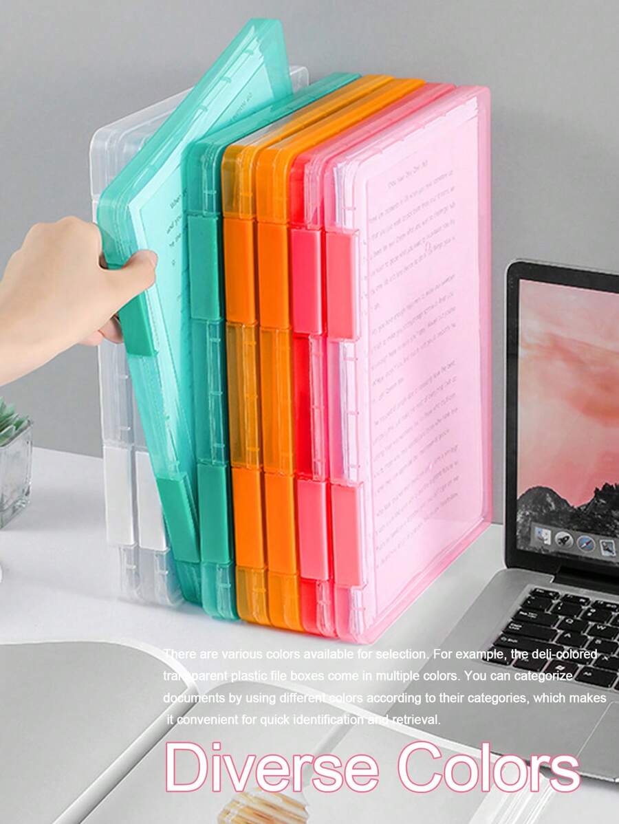 صندوق ملفات للمكتب بحجم A4 بسيط القوام، حاوية تخزين ورق بحجم A5، منظم شفاف للفواتير، لوازم مكتبية وطلابية