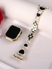 Bracelet en or avec cœur noir