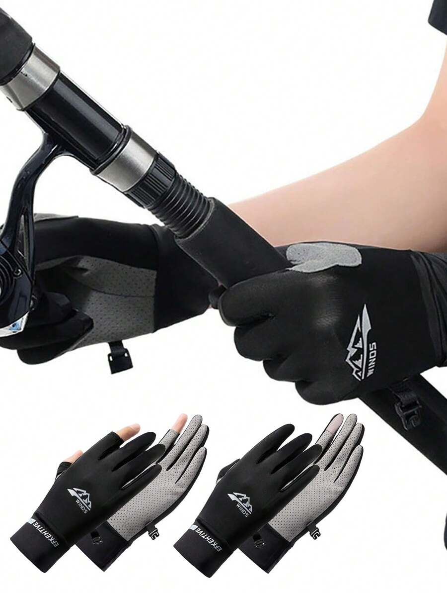 1 Pair Outdoor Sports Cycling Fishing Gloves, Sweat-Absorbent Breathable Quick-Drying Fitness Gloves