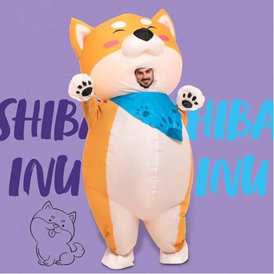 Niedlicher aufblasbarer Hund, Shiba Inu Erwachsenen Kostüm für Halloween Party