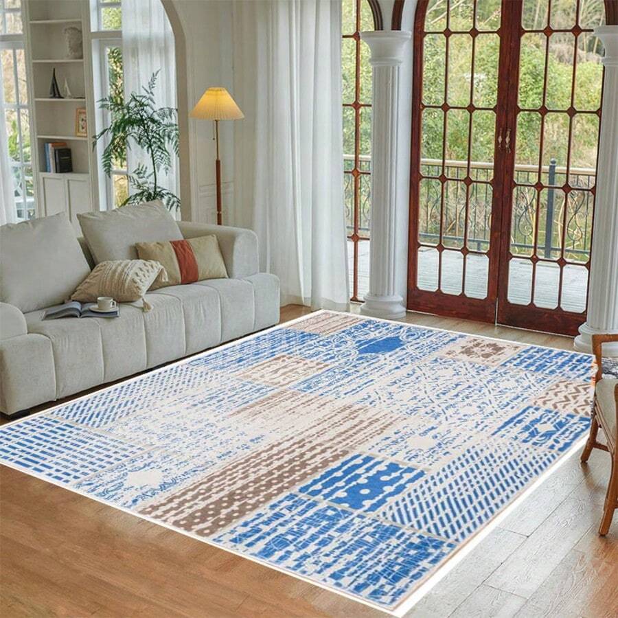 3'x5' Bohemian Rug - Vintage Distressed Pattern, Soft & Non-Slip, Warm Earthy Tones, Rectangular Carpet For Living Room, Bedroom, Cozy Home Decor