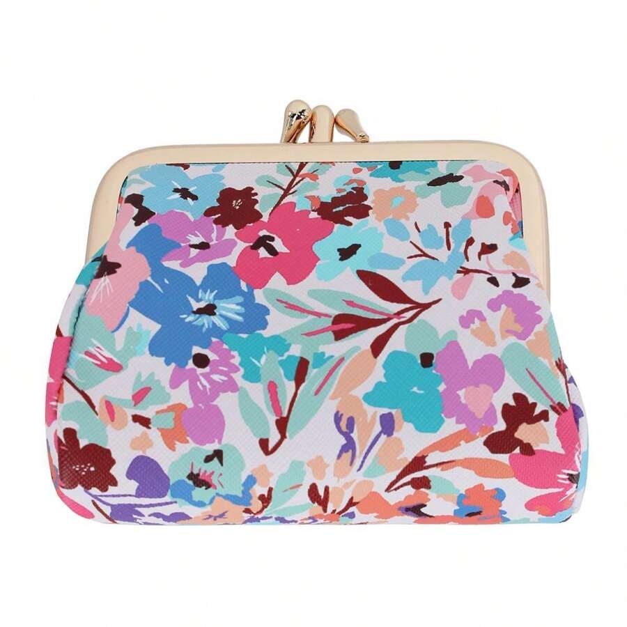 Julia Buxton Women's Vegan Leather Triple Frame Coin Purse Wallet, Available In Black, Black Botanical, Cement, Deep Blue, Julias Garden, Lilac, Peach, Teal,