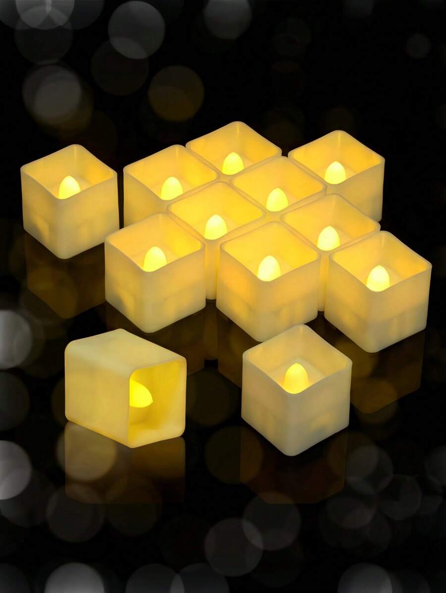 6/12 pièces Ensemble de Bougies Chauffe-Plat Jaune Chaude Haute Luminosité, Pile AG10 Intégrée, Peut Fonctionner En Continu Plus de 150 Heures, Convient Pour Halloween, Mariage, Prière, Cadeaux de Fête et Autres Occasions