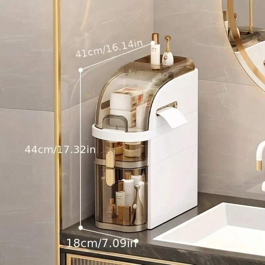 Ultra-Thin Bathroom Locker, Waterproof Narrow Bathroom Locker, Floor Cabinet With Wheels And Toilet Paper Holder, Suitable For Small Space, Living Room, Bathroom, Bedroom 2/3/4 Floors
