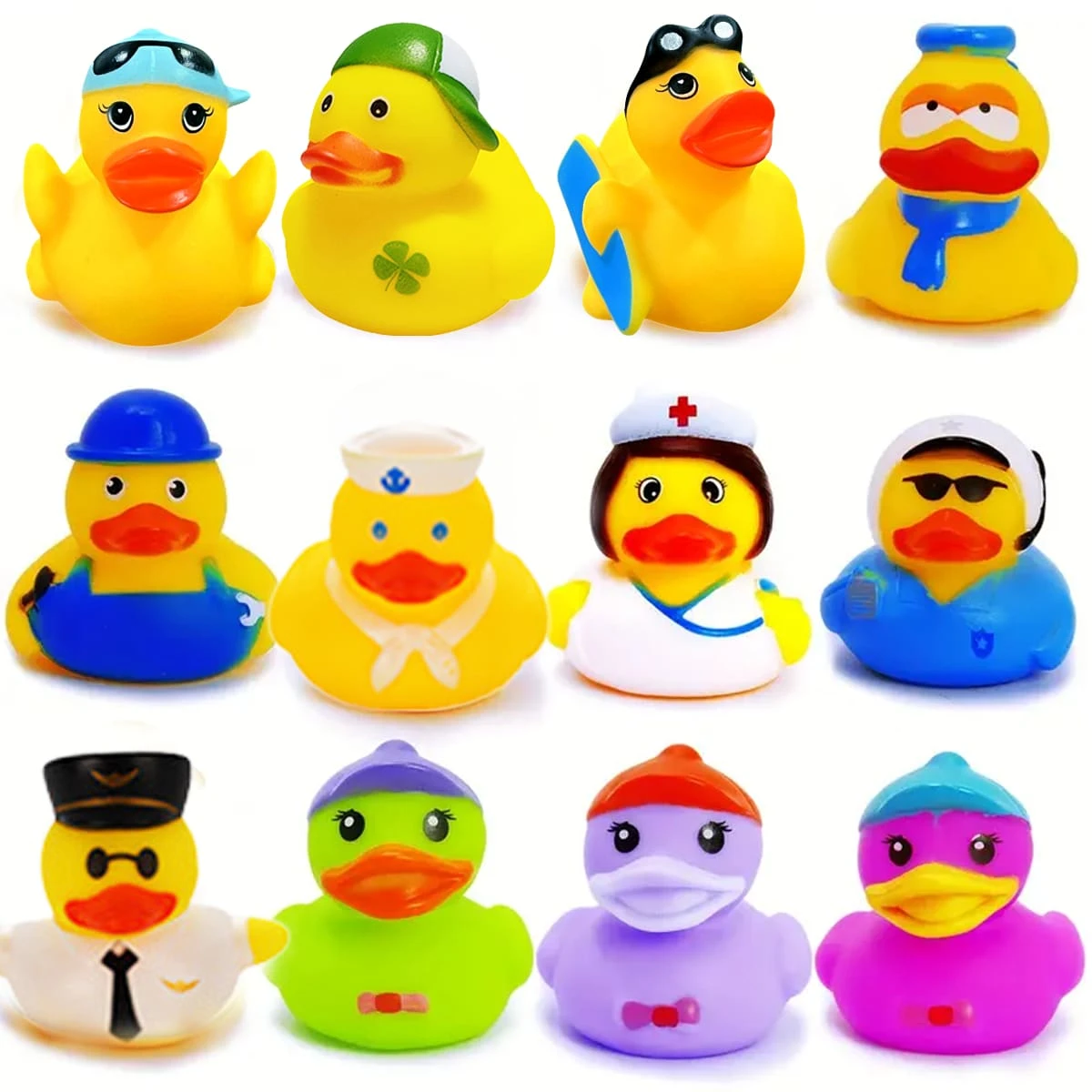 12 stuks rubberen eendjes, mini rubberen eendjes, badspeelgoed, verjaardagscadeaus, zomerse strand-/zwembadactiviteiten, decoratie voor feestdagen - creatieve beloningen in de klas, sokvulling, feestdecoratie