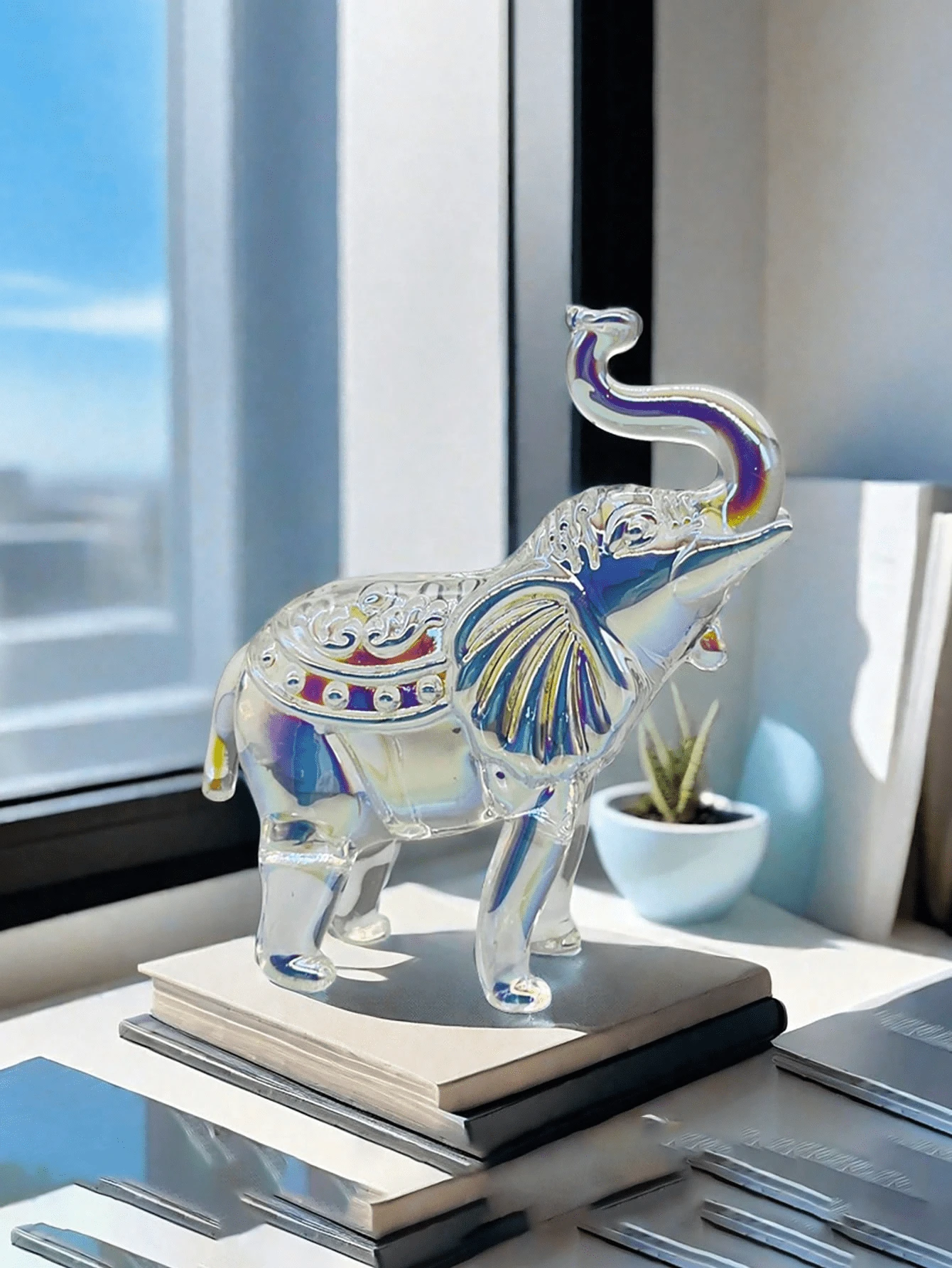 Creative Minimalist Crystal Animal Handcraft Decoration, Elephant Crystal Ornament For Wealth, Home Decor, Desk, Living Room, Hotel, Party, Back To School, Graduation, Birthday Gift