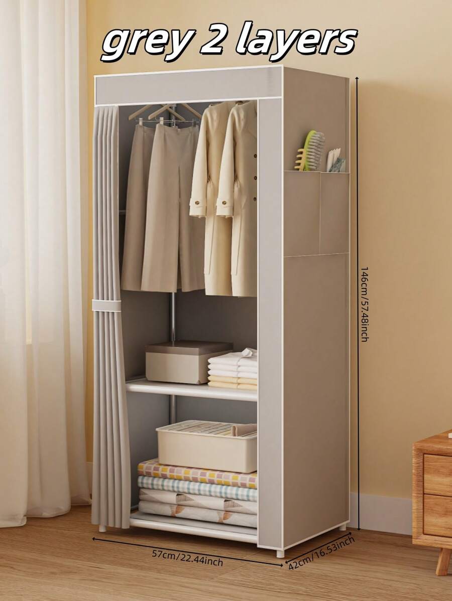 1pc Easy Assemble Wardrobe Closet, High Capacity Storage Cabinet, Sturdy , Space Saving For Bedroom