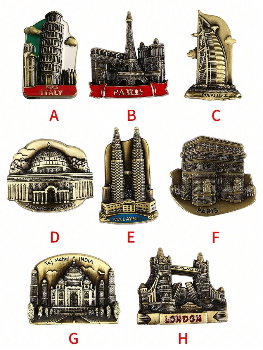 1pc 3D Architectural Landmark Fridge Magnet, Scenic Spots Travel Souvenir Decorative Magnets From Different Countries And Regions, Interesting Craft Decoration Gifts Birthday Graduation