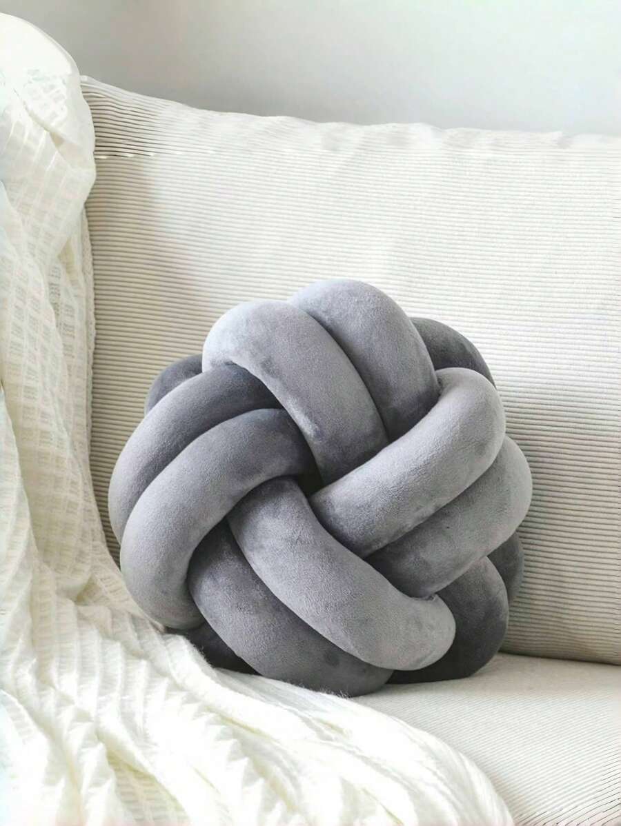 1 pièce Oreiller sphérique, coussin rond asymétrique tricoté, coussin décoratif doux de printemps pour la maison, convient pour la chambre, le canapé et le lit, cadeau idéal pour la famille et les amis - blanc