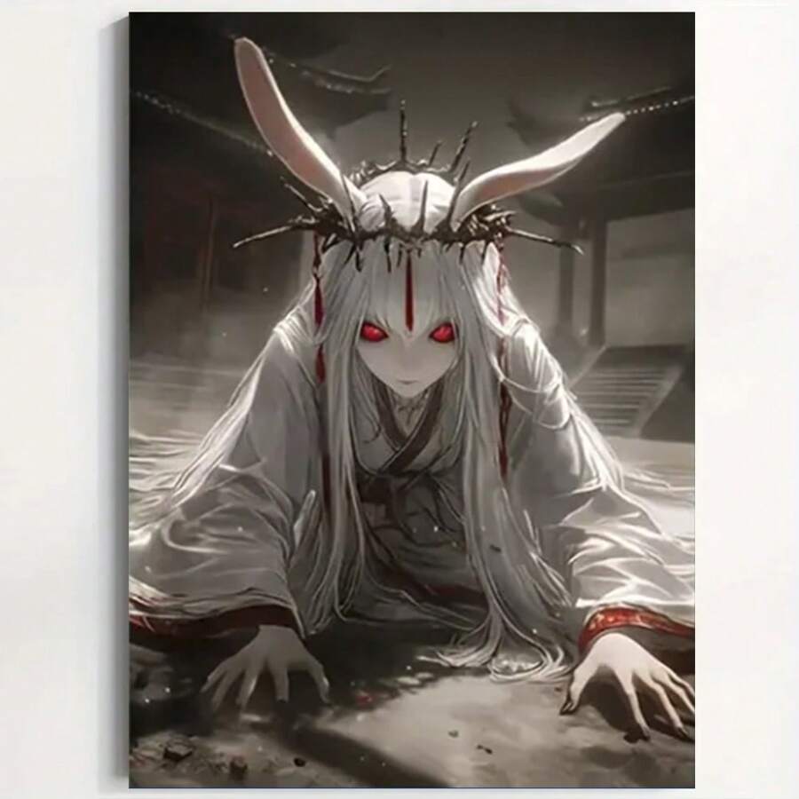 Framed Canvas Wall Art, Gentle Deer Anime Bunny Girl Poster, Versatile Indoor/Outdoor Decor For Home Office, Living Room, Bedroom, Classroom - Ideal New Year Gift, Bedroom Decor | Art Deco Style | Durable Canvas Material