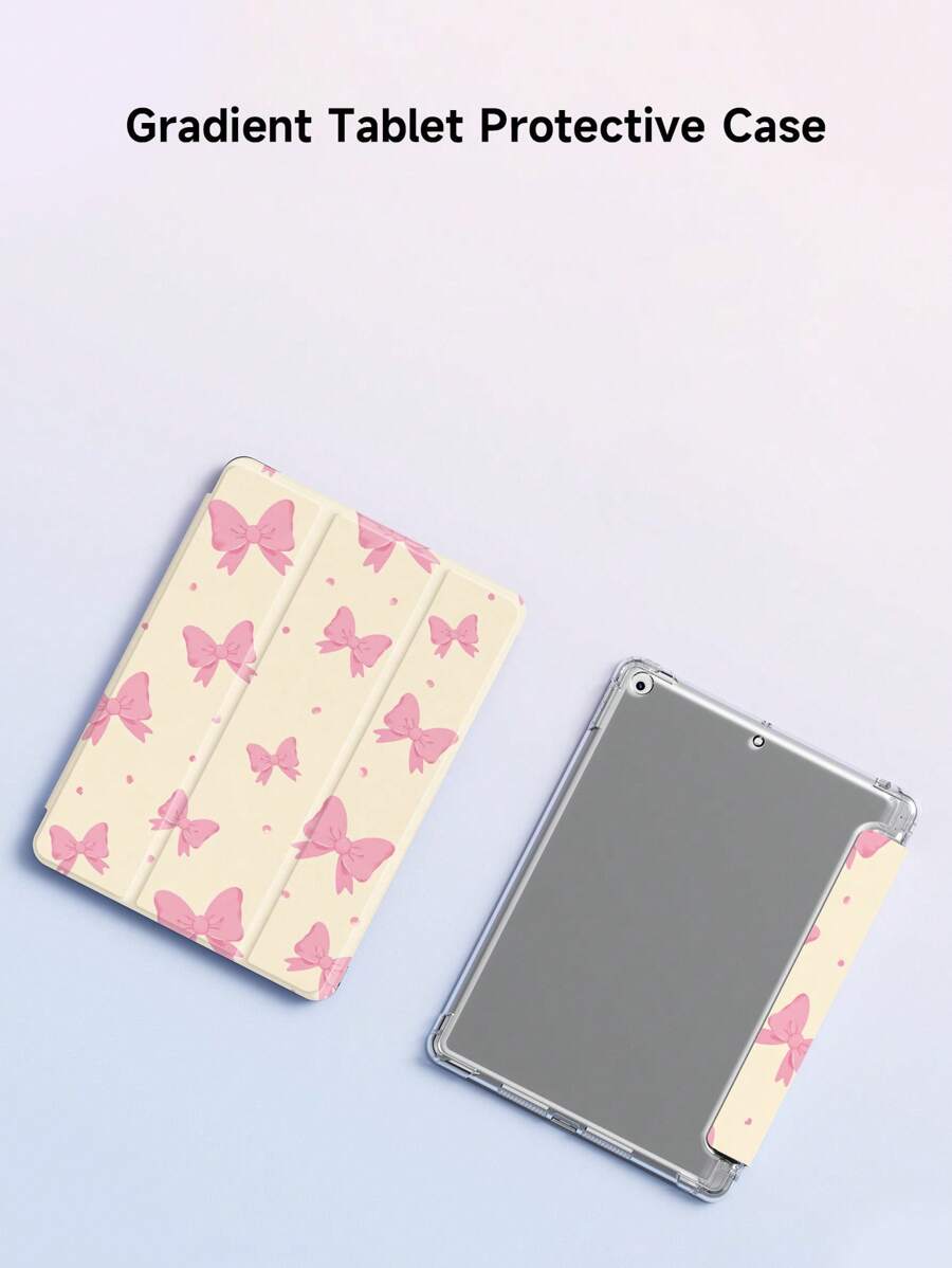 1 szt. Modne etui na tablet z różowym wzorem kokardy, kompatybilne z iPadem 10,2", iPadem Pro 11" 2021/2020/10. generacji, iPadem Mini 4/5/6, Galaxy Tab A8 10,5" 2022, MatePad 10,4"/Tab, z miejscem na ołówek, odporne na wstrząsy i funkcją podstawki. Mega świąteczne! Święto Dziękczynienia..Boże Narodzenie.Nowy Rok, limitowane