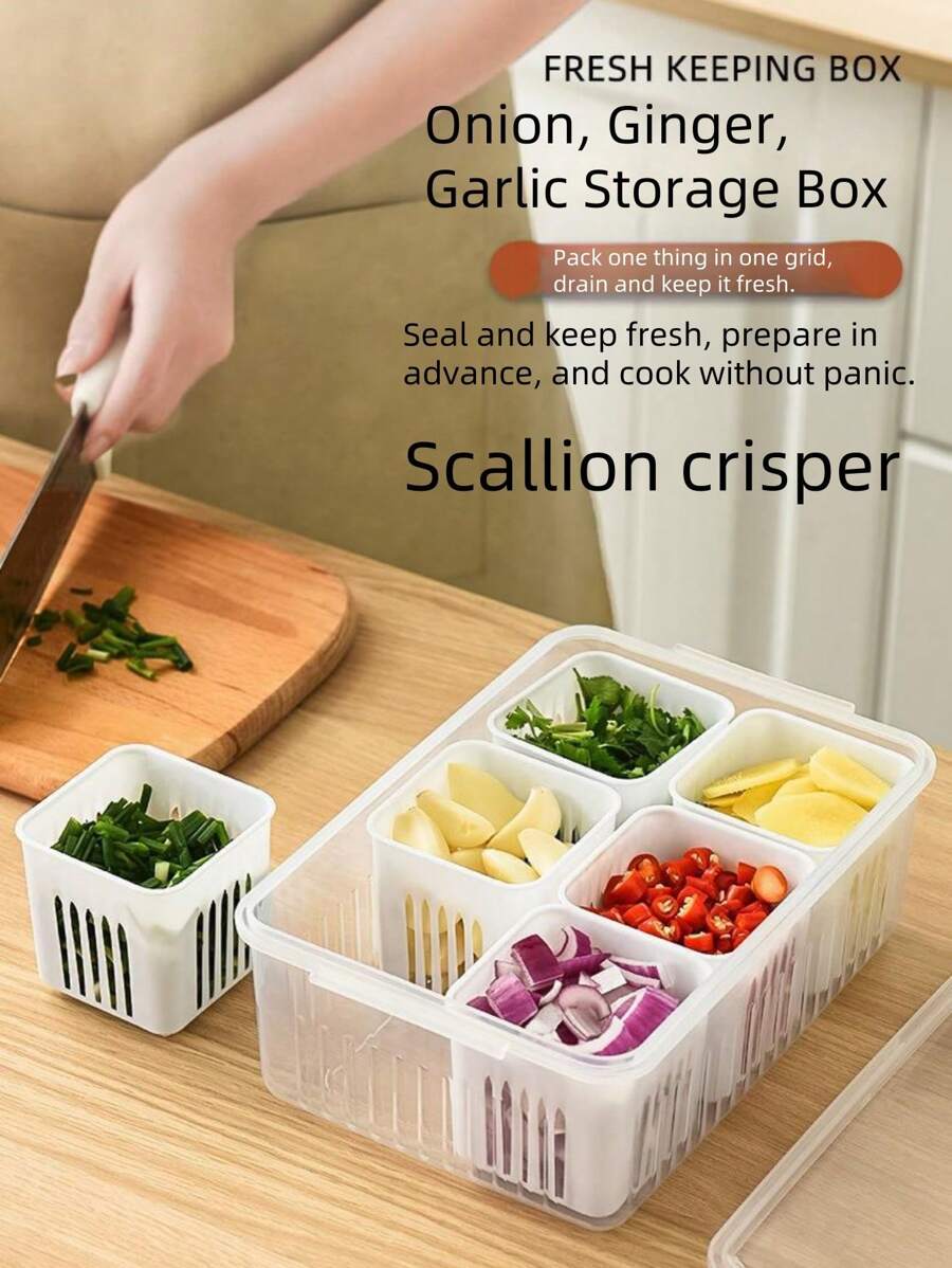 1 Stück gehackte Zwiebel Aufbewahrungsbox, Haushalts Zwiebel Ingwer Knoblauch Aufbewahrungsbox, Küche, Kühlschrank Obst Lebensmittel Aufbewahrung Ablaufbox
