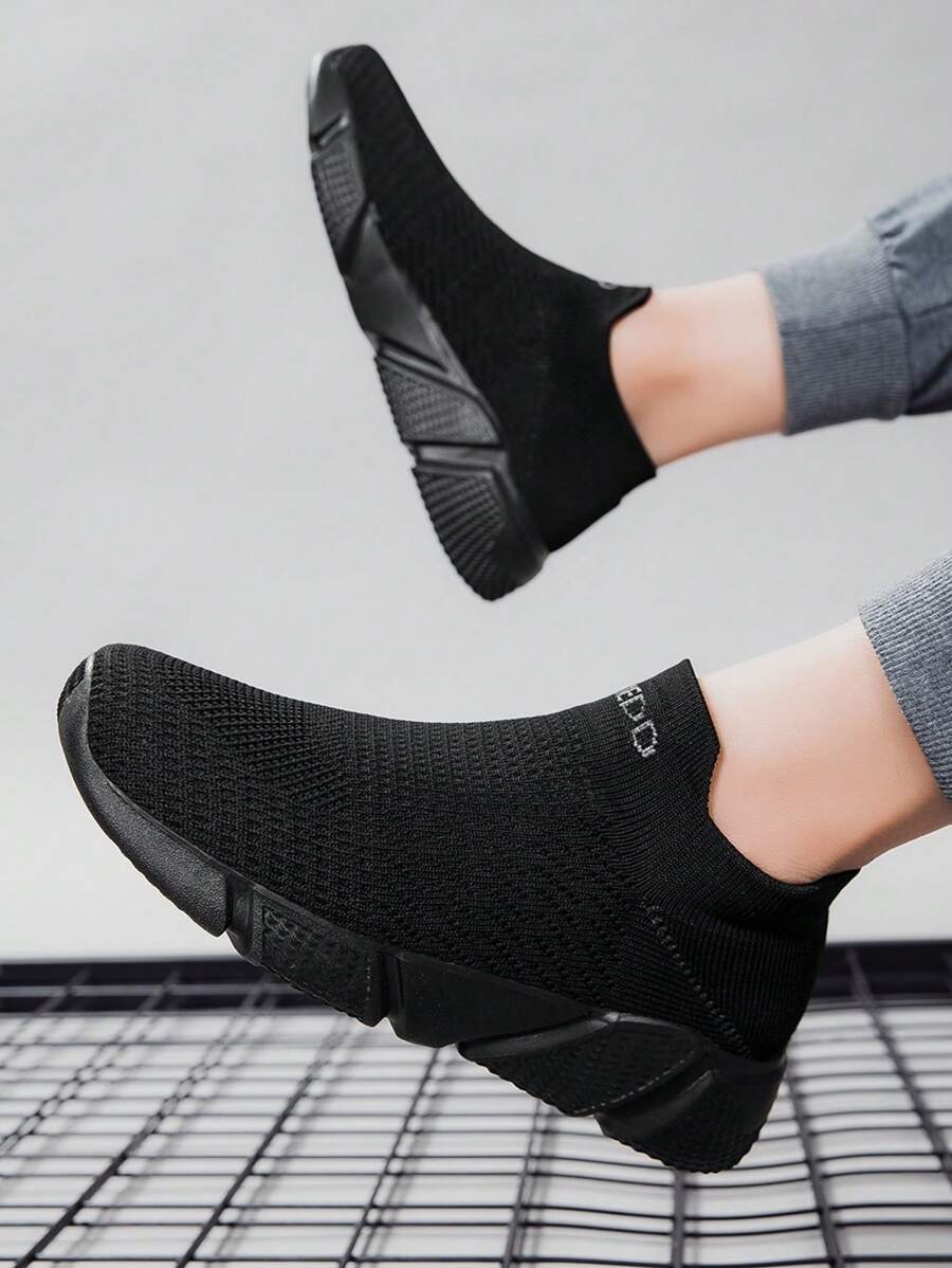 Summer New Solid Black Versatile Women Casual Sneakers, Breathable Lightweight Jogging Sports Shoes For Women