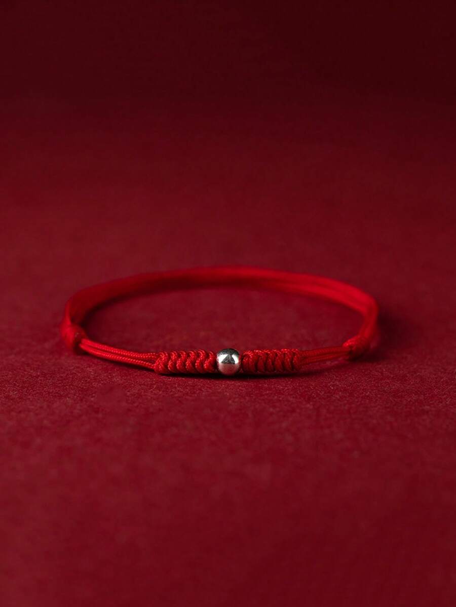 1 Stück rotes Perlenarmband, handgemachter verstellbarer Glücksseil-Armreif, Schmuck für Kinder, Studenten