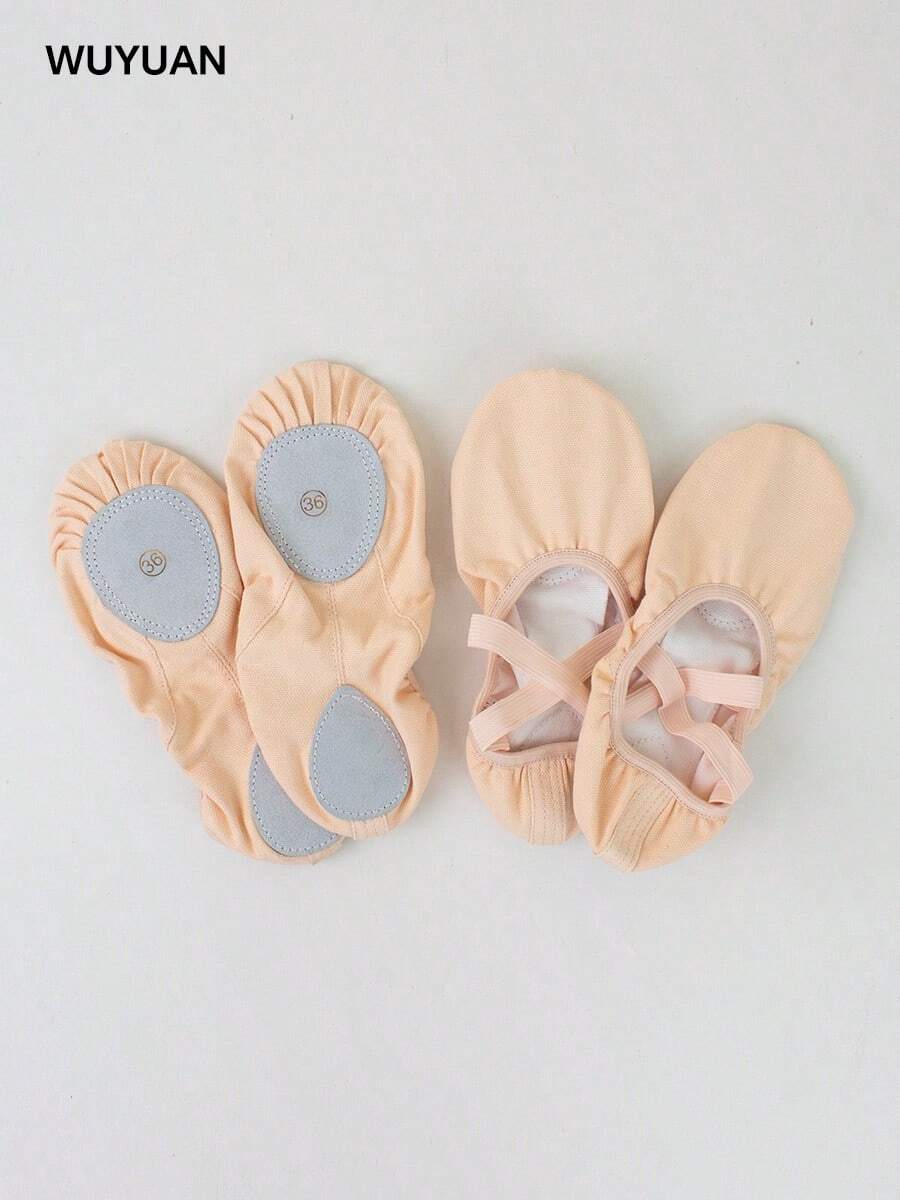 Deux paires de chaussures de ballet roses pour femmes en tissu de canevas, respirantes et confortables