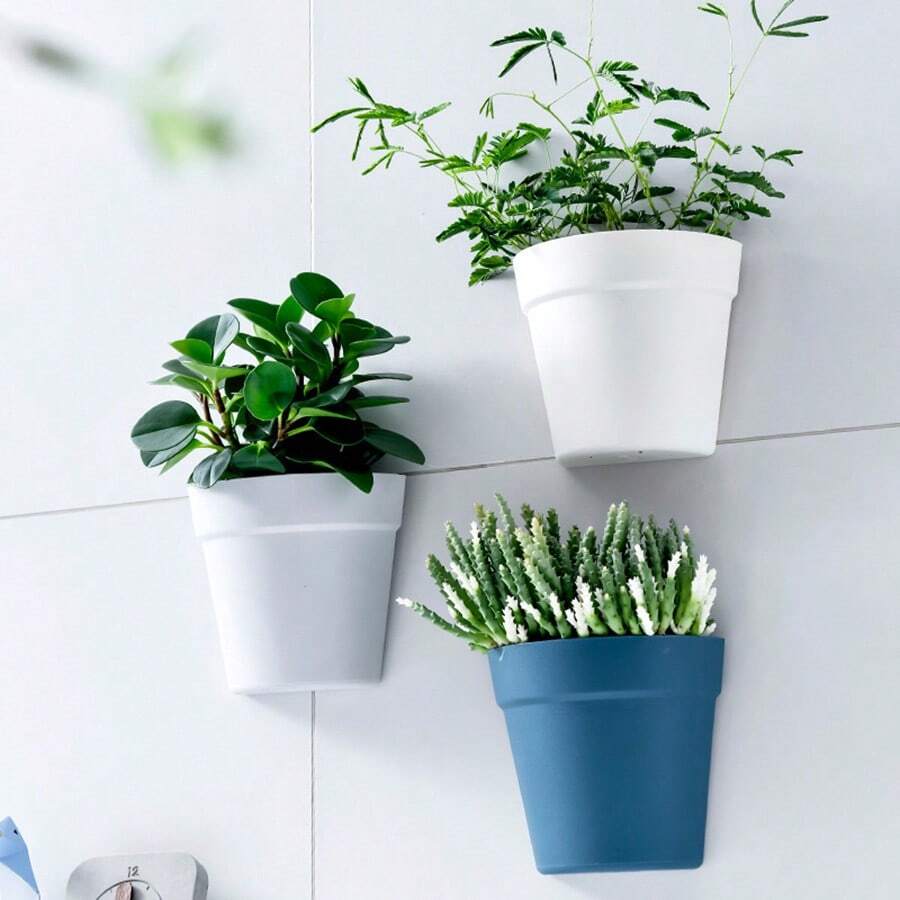 1 pièce pot à fleurs en plastique mural, vase semi-circulaire créatif pour plantes, jardinière hydroponique d'intérieur pour balcon, décoration de jardin, extérieur, jardinière, pot à plantes, jardinage