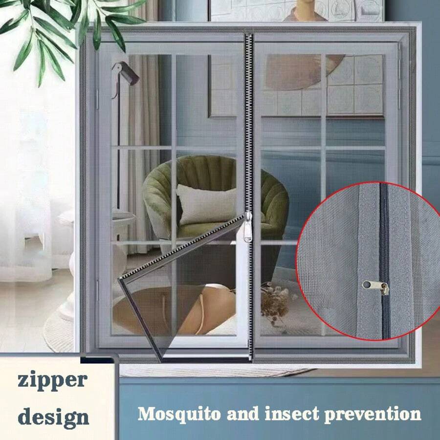 Gray Zipper Window Screen, Self-Adhesive Mosquito Net, Anti-Mosquito Window Screen, Nail-Free Installation Nano Window Mesh, Invisible Mosquito Net For Home, Dust-Proof Net