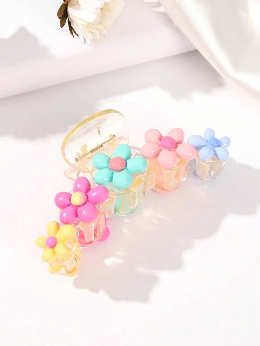 1 pieza Clip de pelo con forma de flor de 5 pétalos de color caramelo, clip de pelo con brillo dulce, pinza de pelo, sujetador de pelo, accesorio para el cabello