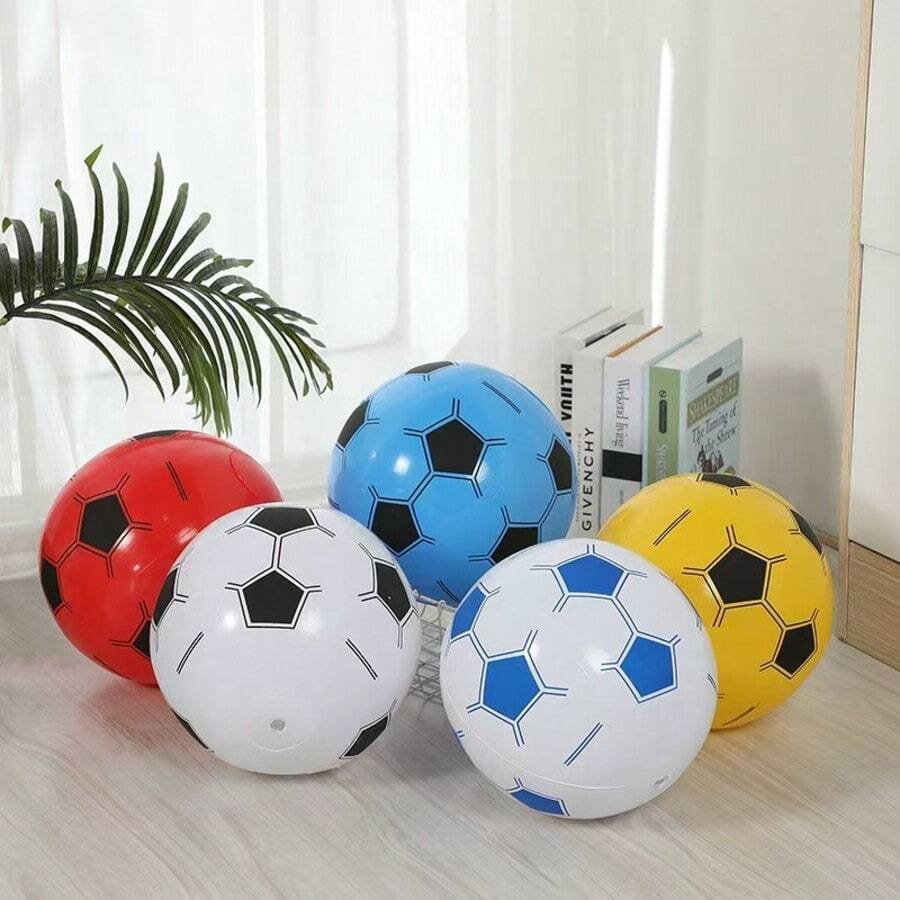 10 piezas/5 piezas/1 pieza Balón de fútbol de agua inflable, balón de fútbol de playa, balón de fútbol para juegos al aire libre, balón de fútbol decorativo para fiestas en la playa, ligero y portátil, artículos esenciales de playa, accesorios de playa, flotador de piscina