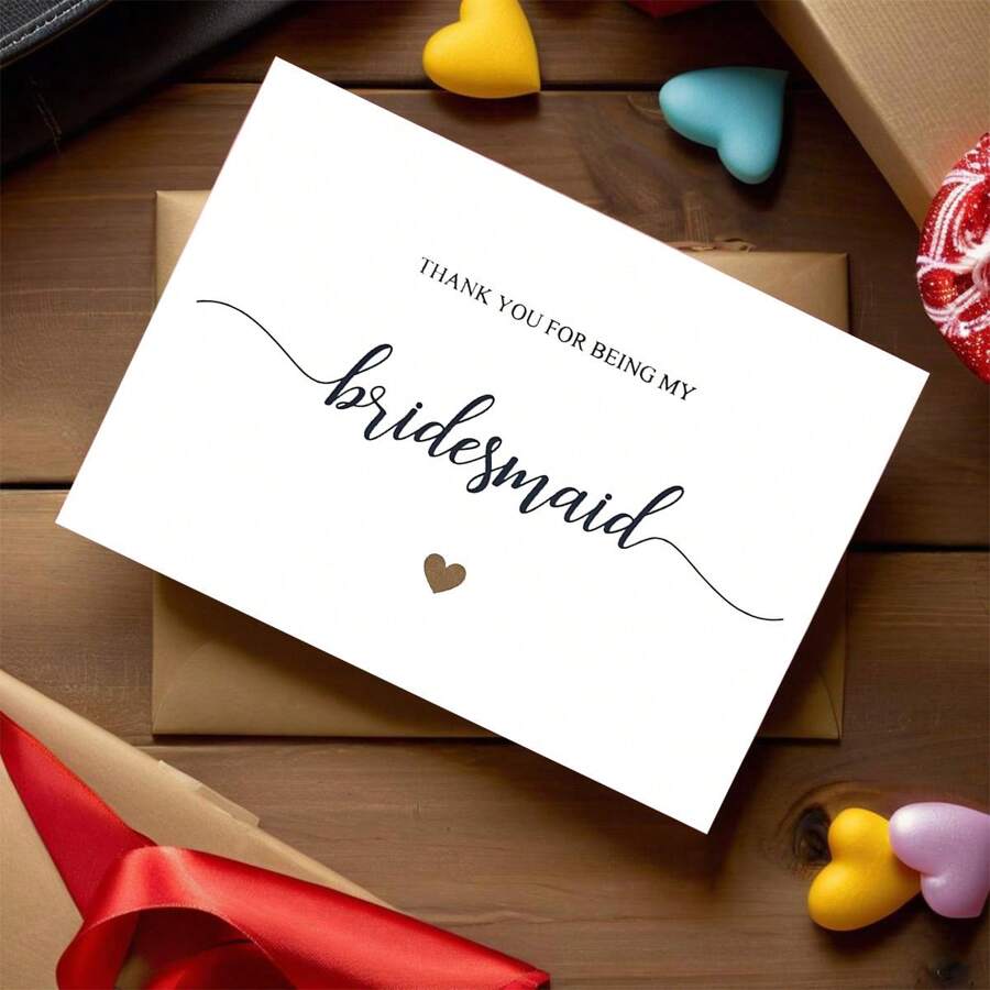 1 pieza, Tarjeta de felicitación sincera para la boda, tarjeta de felicitación para dama de honor con sobre. Palabras simples y sinceras talla grande diseño de corazón, adecuado para el lugar de la boda. La tarjeta perfecta para enviar a las damas de honor al final de la boda. Tarjeta de agradecimiento (12cm/4.7in X 17cm/6.7in)