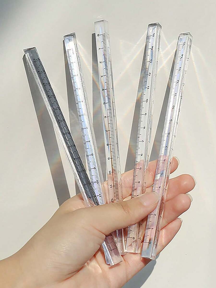 15cm Transparent Plastic Triangle Ruler, Student Stationery Supplies Triangle Scale Ruler, Available In Multiple Colors,School Supplies,Back To School