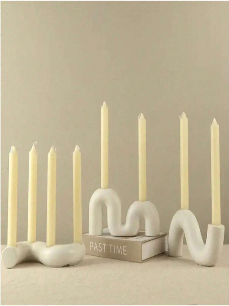 1 peça de suporte de vela de cerâmica romântico estilo minimalista europeu, adequado para suporte de vela de mesa de jantar decorativo, perfeito para presentes de Halloween, Natal e Ano Novo, material cerâmico, instalação de mesa