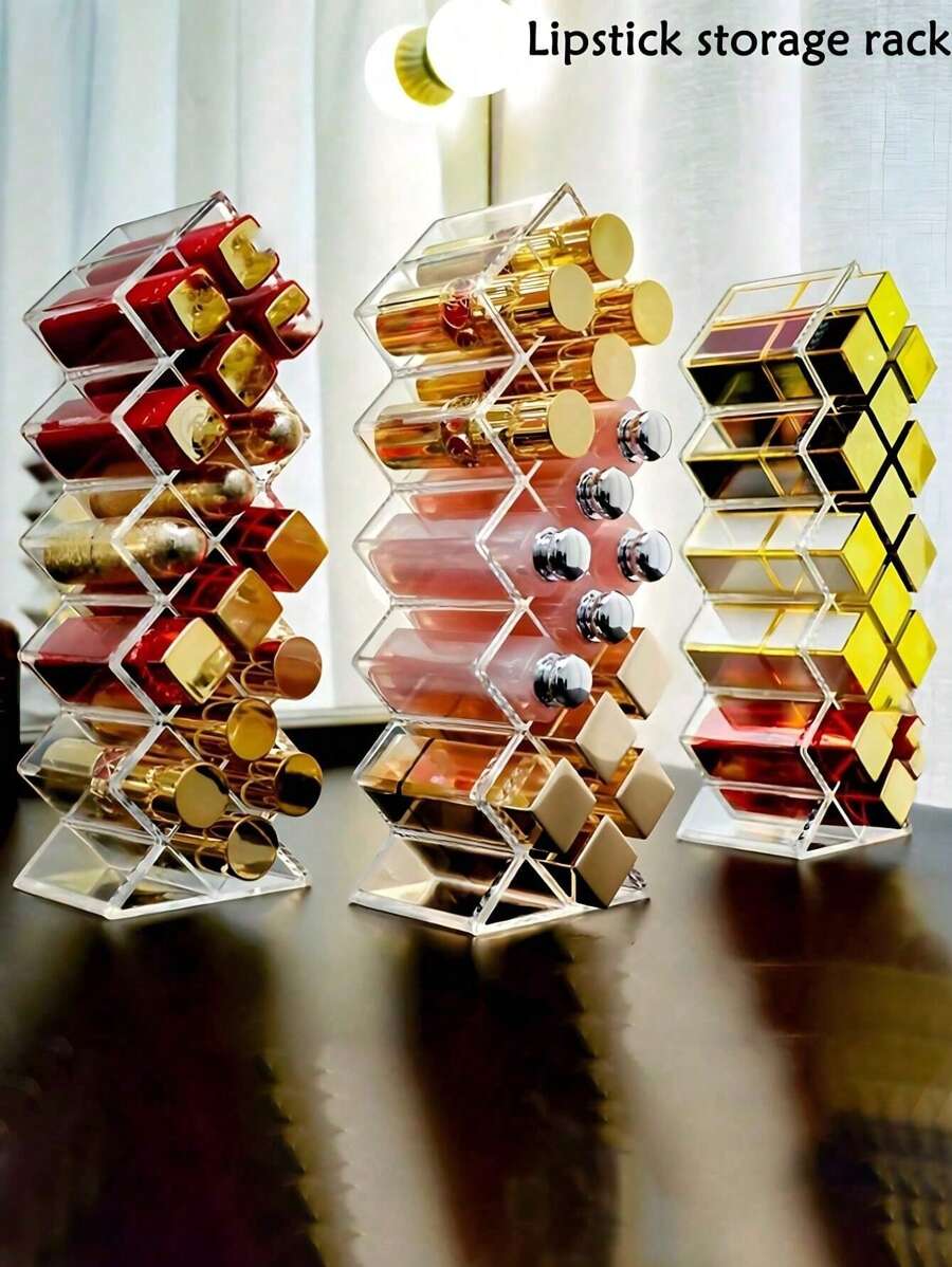 1 Stück klare Lippenstiftaufbewahrungsbox, stapelbare fischförmige Lippenstiftturm, Lipgloss Organizer Regal, geeignet für Lippenstift/Make-up Organisation und Kosmetiktisch Präsentation