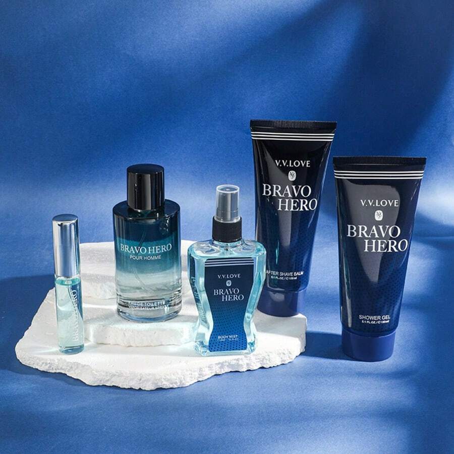 Men's Cologne Gift Set Long Lasting Eau De Toilette Fresh Woody Musk Fragrance 5 Piece Grooming Kit With Aftershave And Shower Gel For Daily Wear And Special Occasions