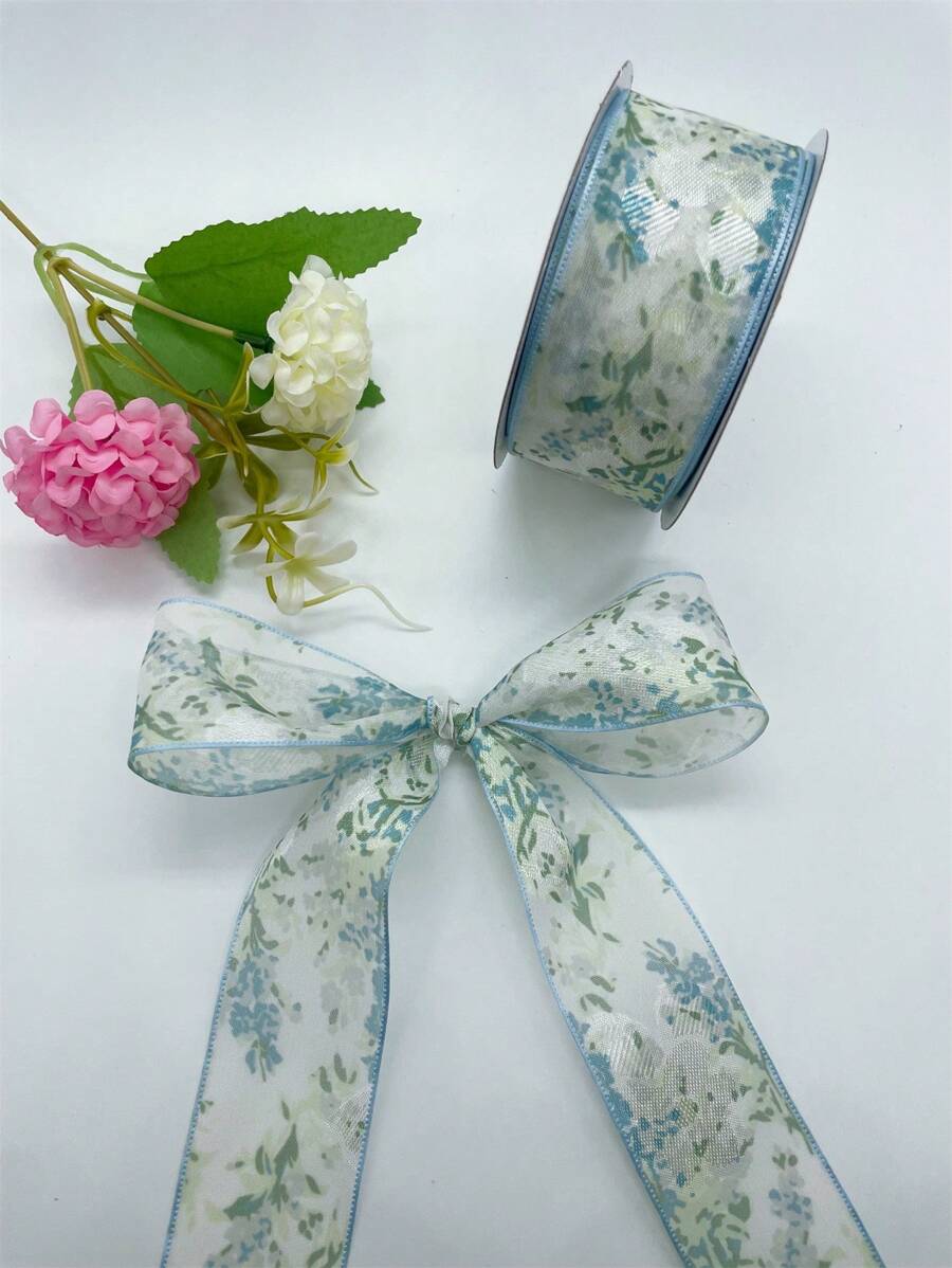 Cinta decorativa de 38 mm de ancho con estampado floral y de lunares, 10 yardas/rollo, para envolver regalos