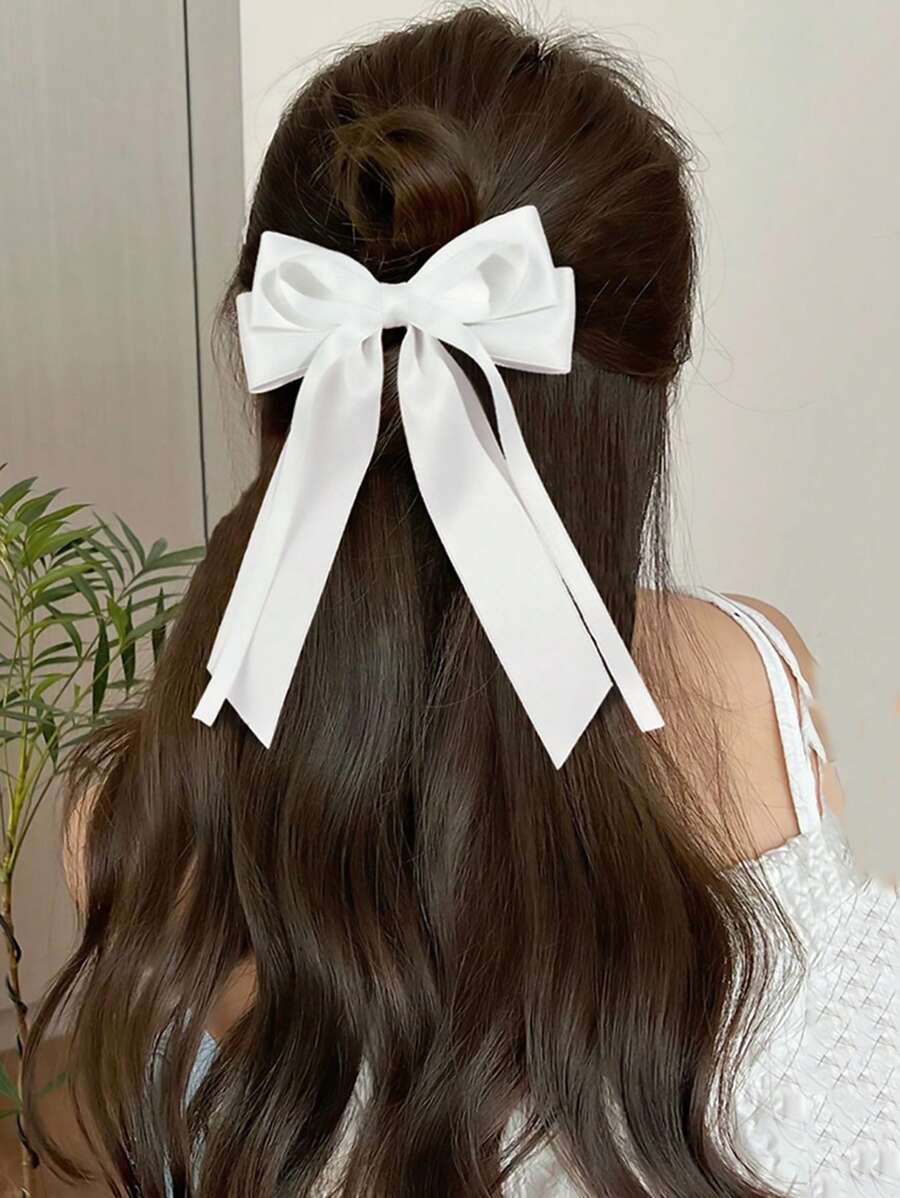 1pc Shiny Satin Bow Hair Clip, Big Ribbon Hair Accessory For Women, Suitable For Everyday, Party, Holiday Wear,Hair Barrettes Hair Clips Claw Clips Hair Claws