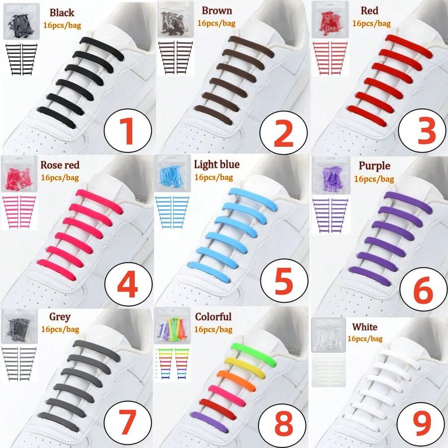 Cordones de zapatillas elásticos de silicona sin atar, 16 piezas/lote, lazos de goma creativos y holgados para niños y adultos