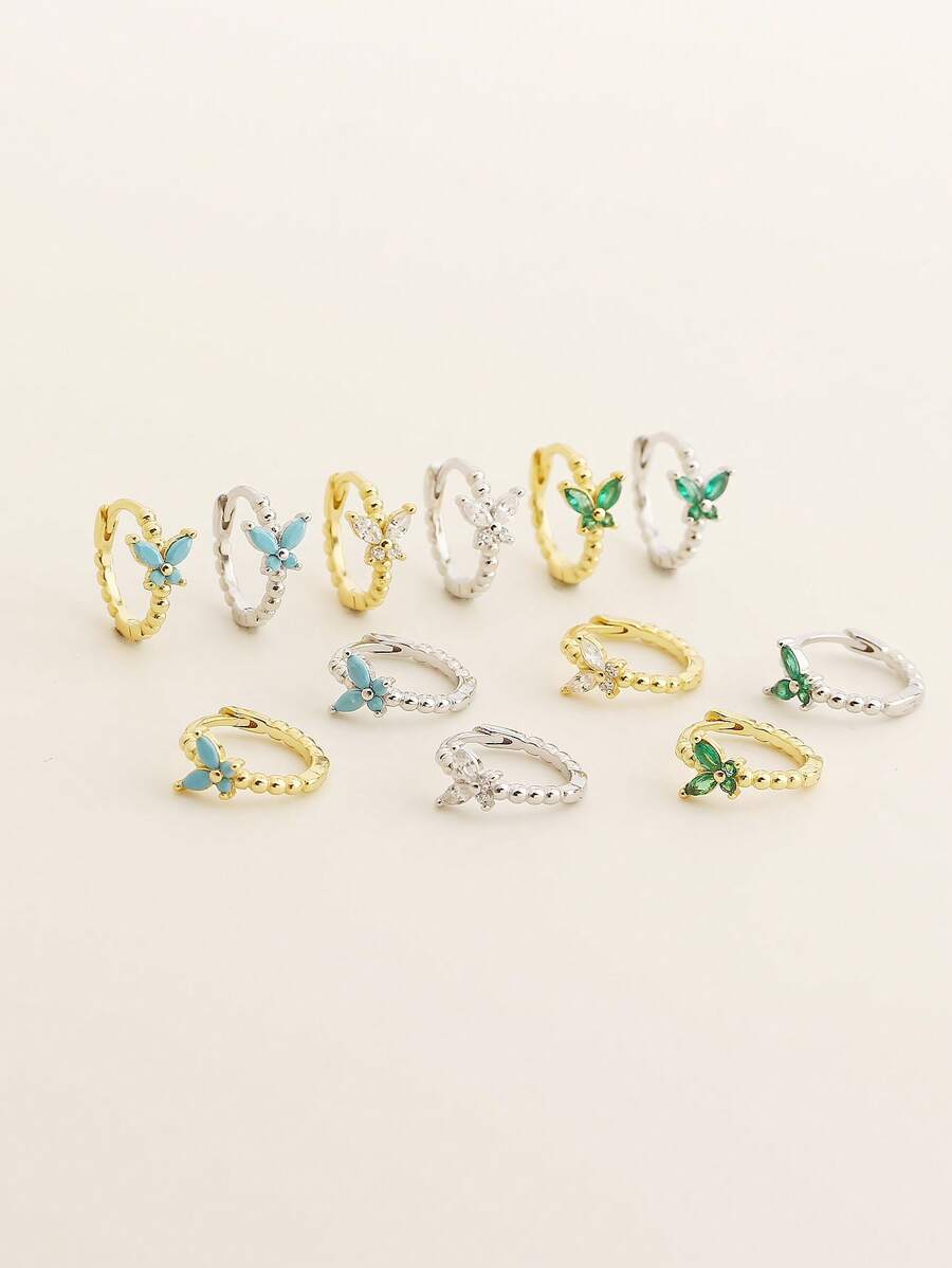 1 Pair 2pcs Cute S925 Silver Butterfly Stud Earrings With Rhinestones, Delicate Sweet Women Jewelry, Birthday Gift