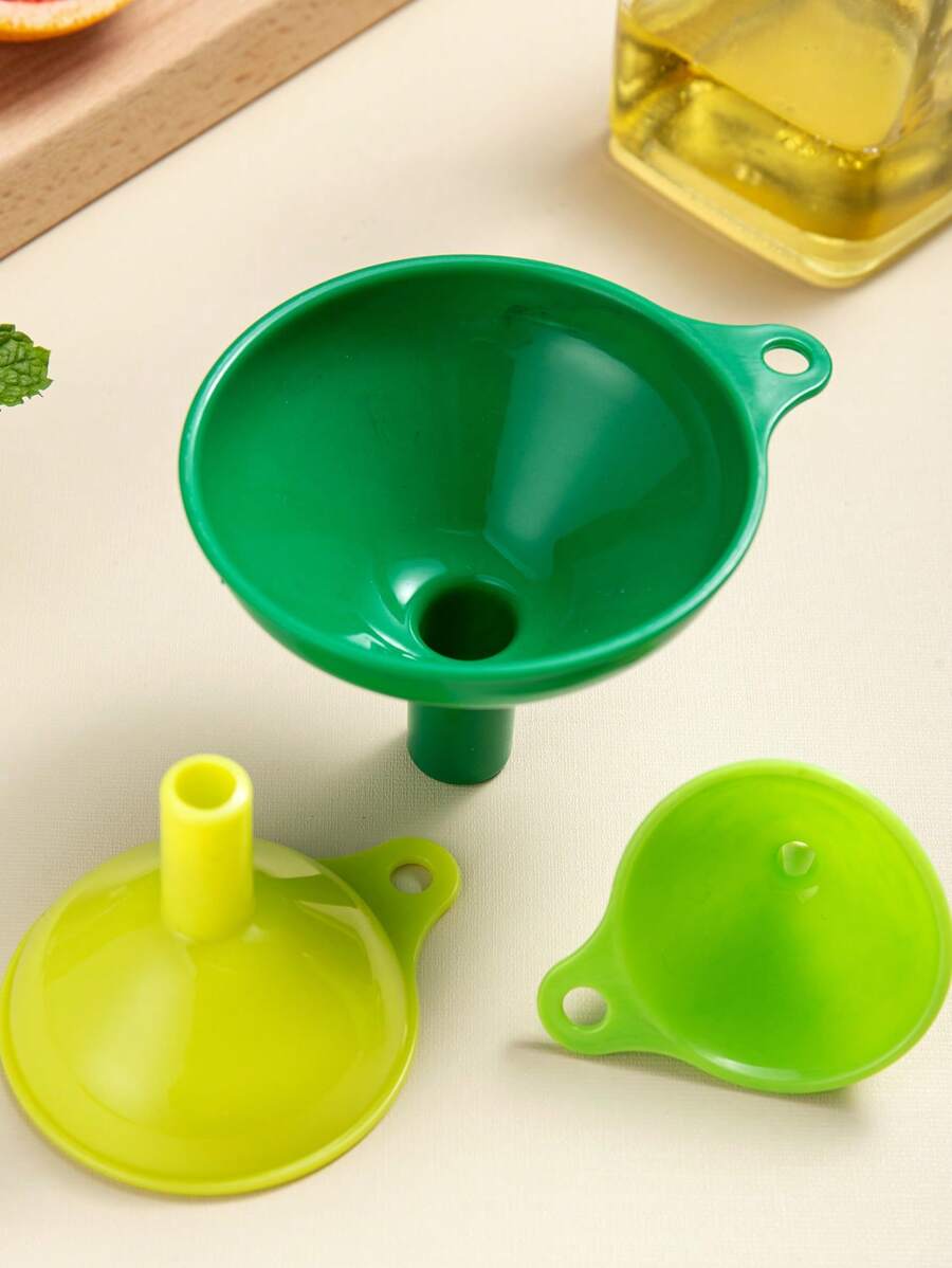 Set de 3 embudos de plástico, tamaños pequeño/mediano/grande, embudos de cocina para verter aceite/líquidos