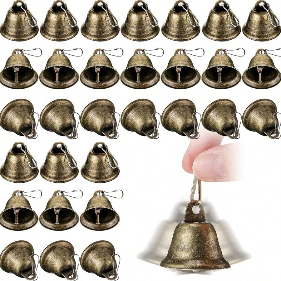 5/10/20pcs Craft Bells Bronze Metal Jingle Bells,Vintage Bells With Hook,DIY Wind Chimes,Dog Potty Training, Doorbell,Gift Wrap Wedding,Christmas Tree Decor DIY Supplies