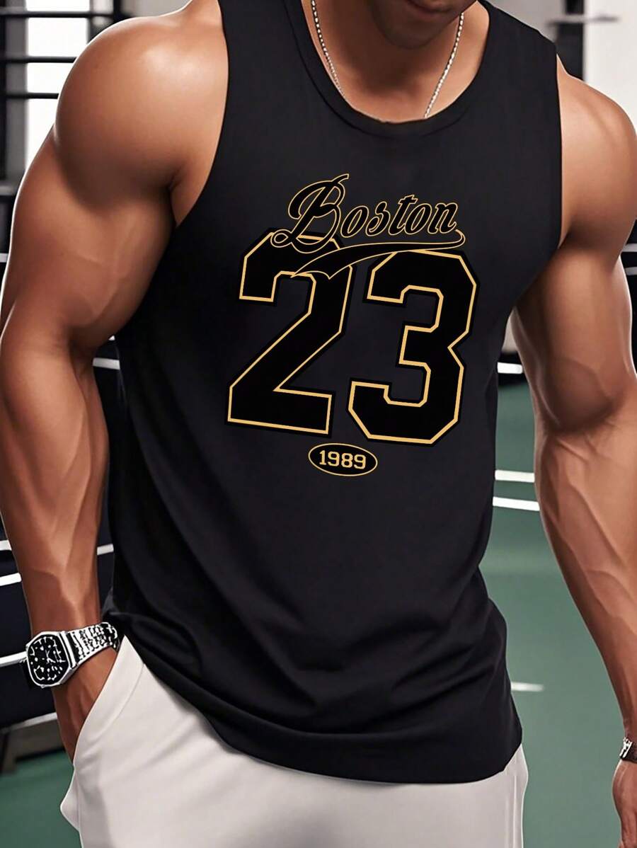 Men's Boston 23 Print Athletic Tank Top - Sleeveless Fitness Wear,Print Sleeveless Tank ,Men's Tank Top,Athletic Wear,Gym Wear,Workout Clothes