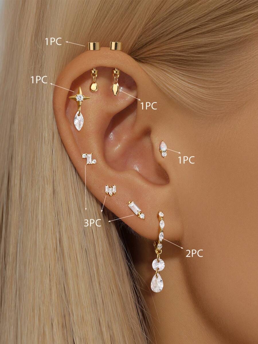 925 Sterling Silver Stud Flat Back Cartilage Helix Piercing Stud Earring Perfect For Daily Wear/Party/Gift Bridal Jewelry Fine Jewelry