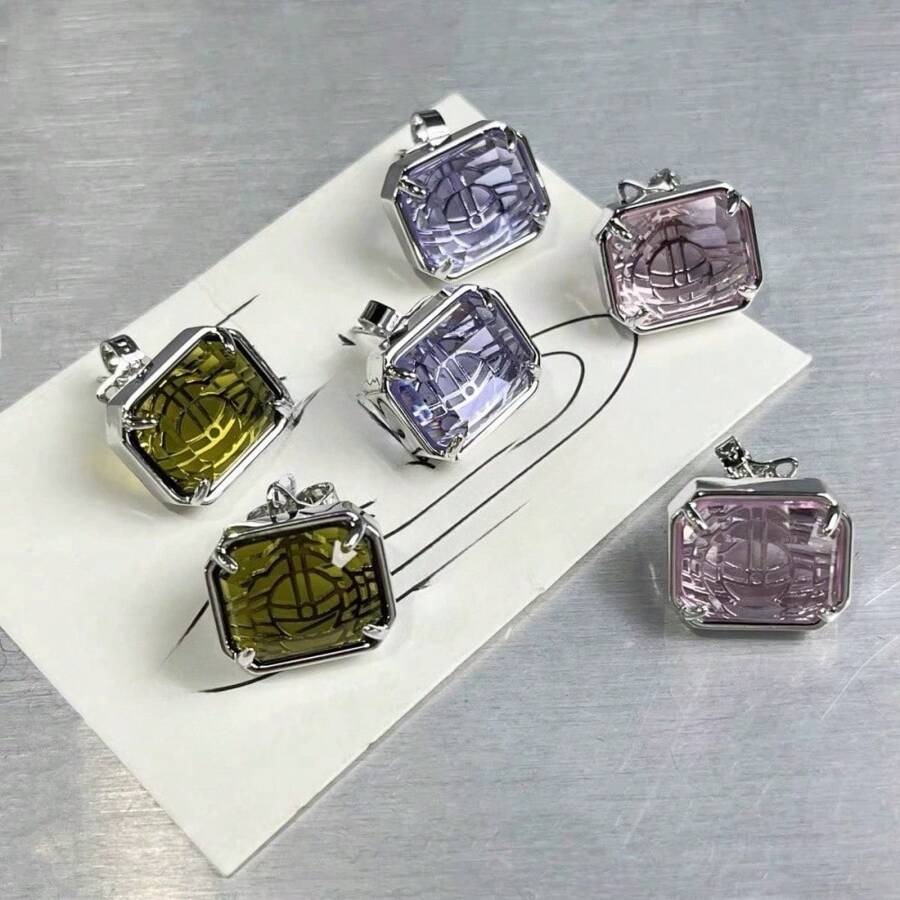 1 set Pendientes de tuerca, collar y gargantilla con diseños de meteorito, caramelo coloreado, azúcar cuadrada y Saturno, elegante para mujeres