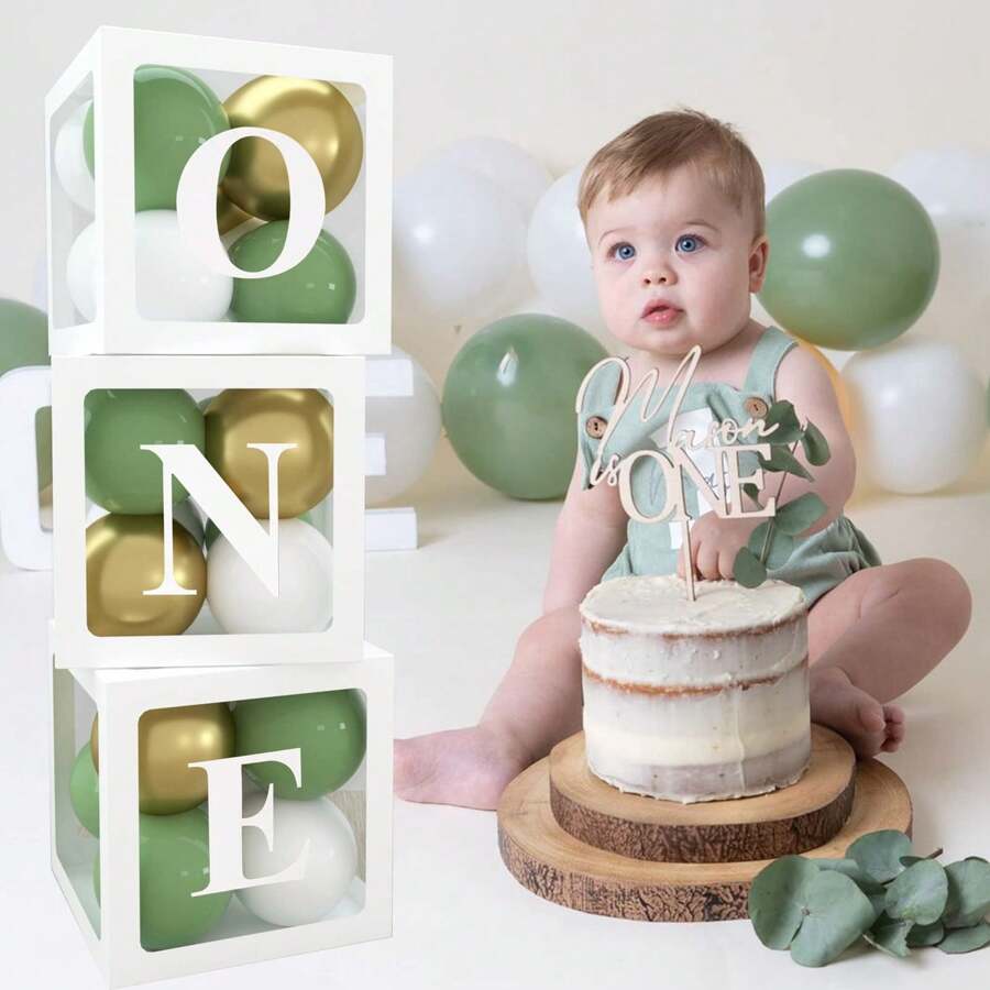 3PCS ONE Baby Shower Balloon Boxes, Decorated Balloon Storage Box, Birthday Party Decoration Gift Box, Baby Shower Party Decor Balloon Box, Party Favor, Nursery Decor, Easter Gift, Wedding Decor Box Background Photography Props Back To School Valentine Day