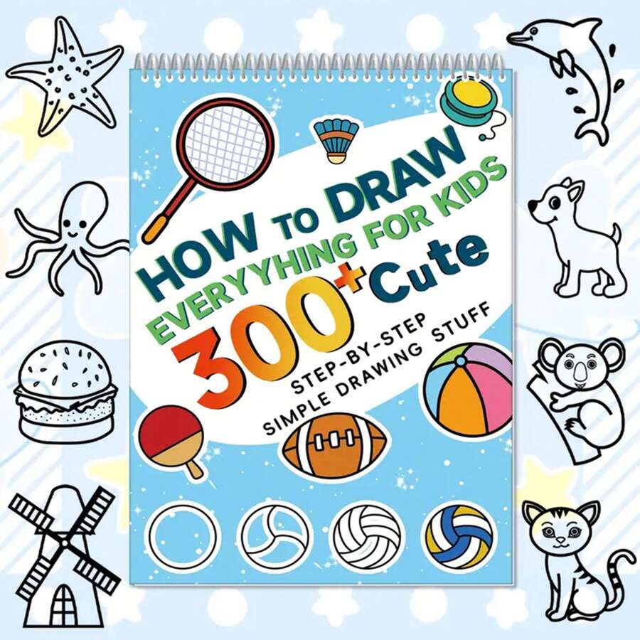 1 Piece Step-By-Step Drawing Guide, How To Draw Simple Cartoon Characters And Animals - Suitable For Children And Beginners - Boys And Girls Can Enjoy Fun Doodle Style Drawing Experience, New Children's Simple Sketch Cartoon Doodle Step-By-Step Drawing Book (Random Style And Color), Back To School / Welcome Learn School Supplies, School Essentials, Back To School, School, Back To School Supplies