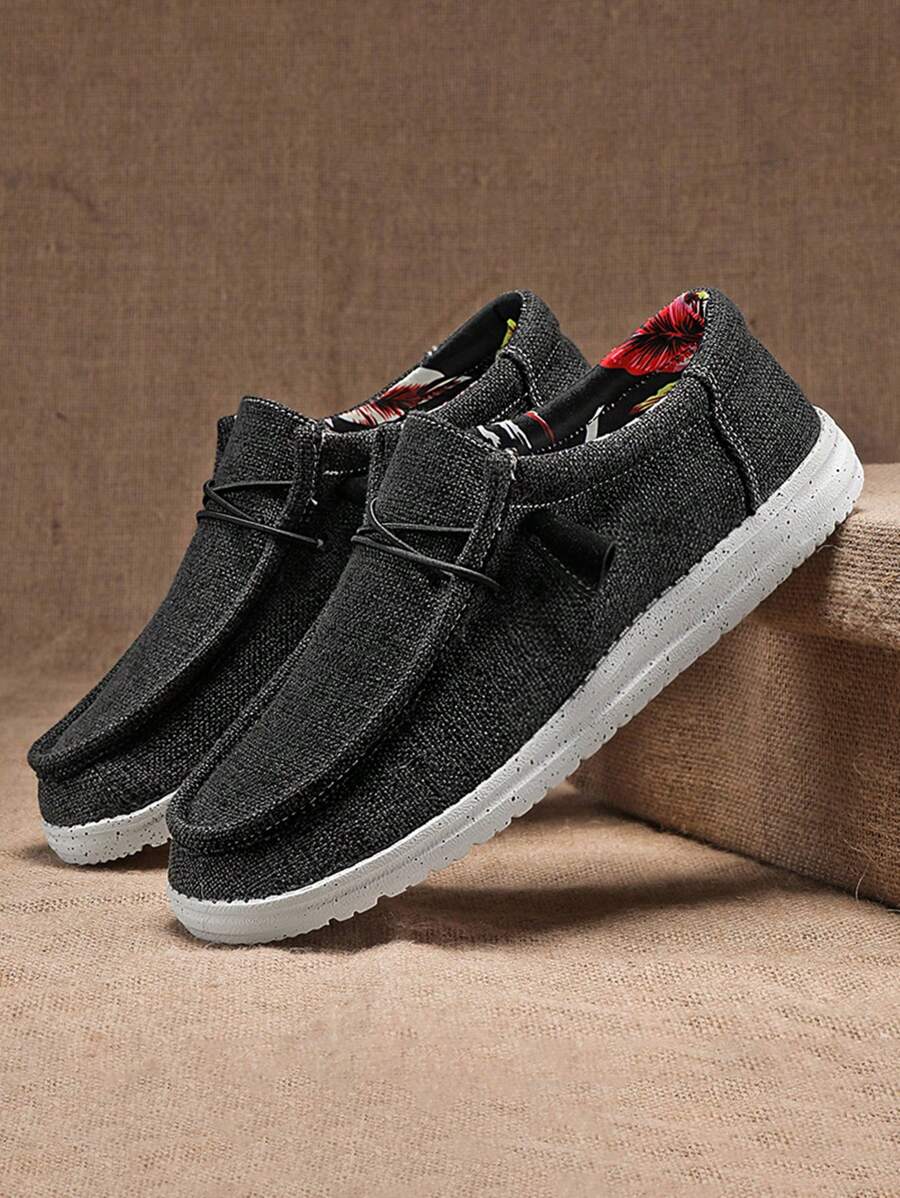 Zapatos casuales de lona con slip-on para hombres, cómodos mocasines deportivos para uso diario, de primavera/otoño