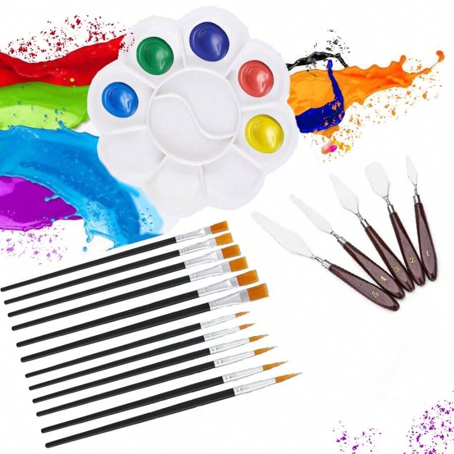 2/12/15/18 Pcs Painting Kit, Acrylic Paints For Number Painting, Art Supplies, Paint Brushes, Palette Knife, Color Palette - Suitable For Oil Painting, Canvas, Watercolor, Includes Detail Paint Brushes For Fine Detailed Painting