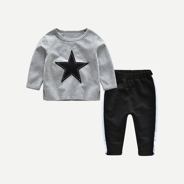 Toddler Boys Star Patch Marled Tee With Pants, Multicolor
Toddler Boys Star Patch Marled Tee With Pants, Multicolor