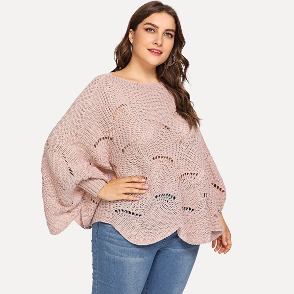 Plus Loose Knit Batwing Sweater 
Plus Loose Knit Batwing Sweater
