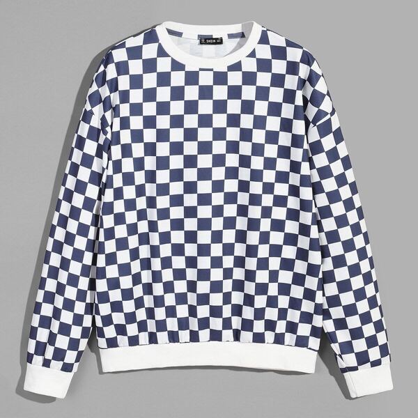 Men Crew Neck Gingham Print Sweatshirt
Men Crew Neck Gingham Print Sweatshirt
